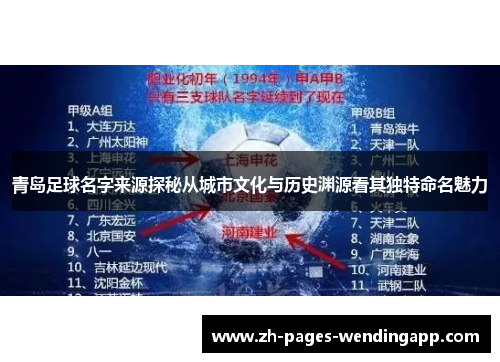 青岛足球名字来源探秘从城市文化与历史渊源看其独特命名魅力